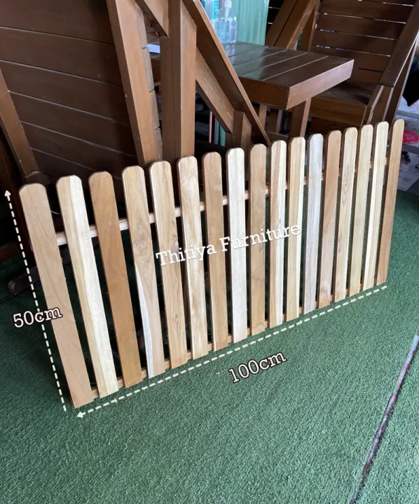 รั้วไม้สัก ระแนงตกแต่งสวน ขนาด 50x100 ซม. สำหรับกลางแจ้ง
