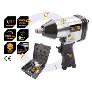 BỘ 17 MÓN MÁY HƠI MỞ BU LÔNG 1/2 inch Tolsen Air Impact Wrench set 73382