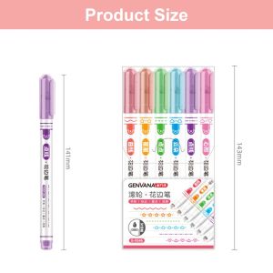 【SG】GENVANA 6PCS Line Highlighter Pens - Curve Liner Marker Pens for School Note Taking Manga Drawing & Art Quick Dry