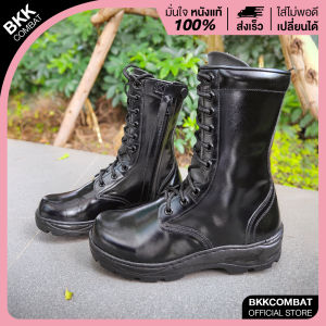 คอมแบท รหัส 808 ซิป พื้นรถถัง สูง 10นิ้ว หนังวัวแท้ หนังขัดมัน