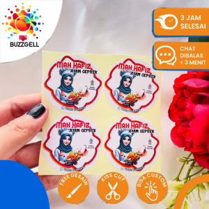 5-8 Buzz Gell Stiker Label Makanan Stiker Box Ayam Geprek Label Bulat Chromo Free Desain Uk.Sedang