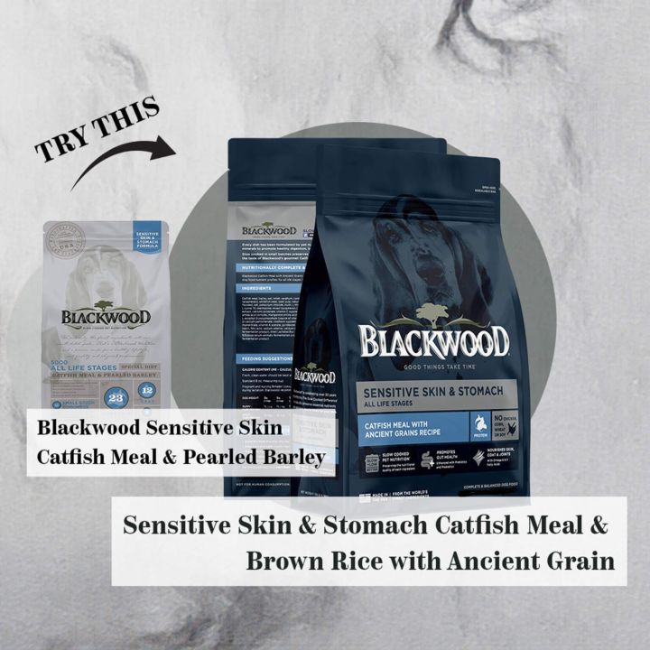 (Best Before 30 Jul 2026) BLACKWOOD (5000) 10.9kg Sensitive Skin & Stomach - Catfish Meal With Ancient Grains-All Life Stages