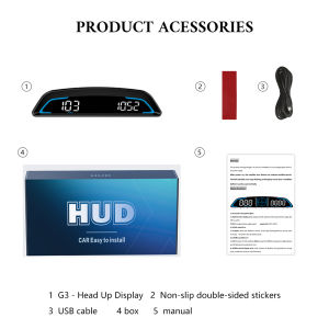 EKLEVA G3 HUD Auto Speedometer Head Up Display Smart Digital Alarm Reminder Meter Car Electronics Accessories for All Car