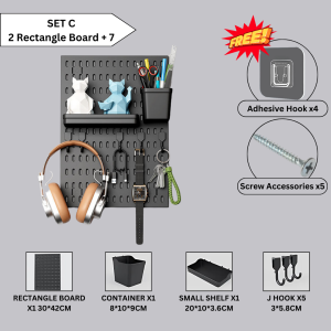 Ready Stock Wall Mounted Hanging Pegboard Set Organizer Storage Rack Rak Gantung Lekat Dinding Ikea Style Meja Belajar Holder Hiasan Tray Simpanan Kemas DIY Aksesori Dapur Desktop Kitchen Spice Alat Masak Peralatan Dapur Penyangkut Rempah Knife Scissor