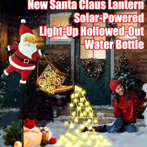 【Christmas Decoration】 New Santa Claus Solar Carved Water Jug Lantern Energy Saving and Environmentally Friendly Solar Decorative Light Courtyard Decoration Christmas Atmosphere Light santa claus decorative lamp