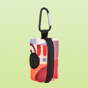 SEMATTI Colorful Print Dog Poop Bag Dispenser Hangable Zipper Waste Bag Organizer Reusable with Buckle Garbage Bags Holder Pet Supplies