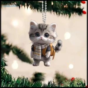 [liujinpeng] 1pcs phẳng 2D dễ thương Kitten gương chiếu hậu Mặt dây chuyền xe treo trang trí xe Phụ kiện trang trí quà tặng cho phụ nữ người đàn ông trang trí