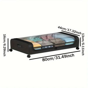 JustLiving กับล้อเก็บของความจุขนาดใหญ่และฝาปิดใต้เตียงกล่องถนอมอาหารออแกไนเซอร์จัดเก็บรองเท้าโลหะพร้อมหน้าจอมองเห็นได้ที่เก็บของช่วยประหยัดพื้นที่ในครัวเรือนสำหรับเสื้อผ้า/ผ้าห่ม/ของเล่น/หนังสือ