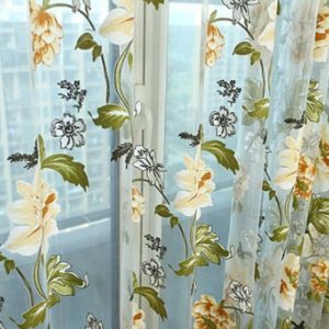 FOUNDTWO Romantic Purple Room Bedroom Tulle Flower Sheer Curtains Curtain Window Drapes Home Decoration