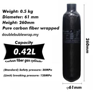 AMG Carbon Fiber Tank 0.5L/0.42L/0.36L M18x1.5 4350psi Aluminum Inner Liner CO2 Aquarium Scuba Diving Cylinder