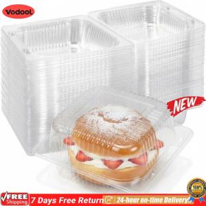 [VODF] Clear Plastic Cake Slice Containers W/Clear Lid for Pastry/Salad/Dessert