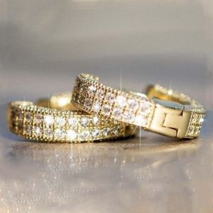 Earrings For Women Fashion Korean Style Couple Earrings 2023 New Gold Zirconium Setting Hoop earrings