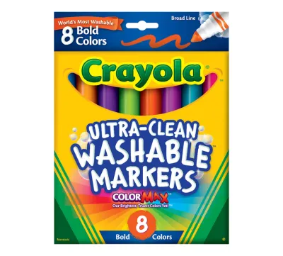 Crayola Ultra-Clean Broad Line Washable Bold Markers 8 Colors Coloring Pens