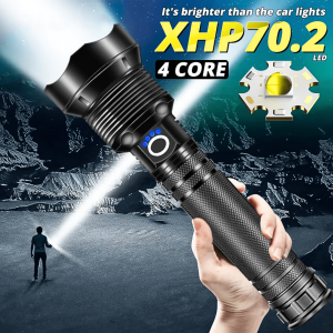 BERGARANSI TaffLED Senter LED Zoom Super terang cas tahan 24 jam jarak jauh XHP70.2 9000 Lumens