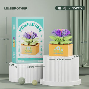 Lele Brothers 1503-1801 Succulent Flowers Potted Flower Basket Assembled Building Block Toys Gifts for Girls