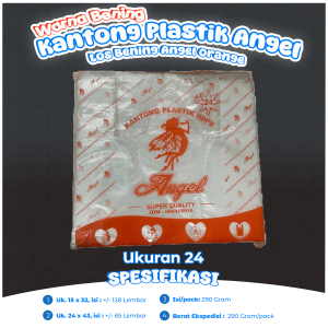 Kantong Plastik / Kresek Bening Los Bening ANGEL ORANGE Ukuran 15  24 isi 290 Gram