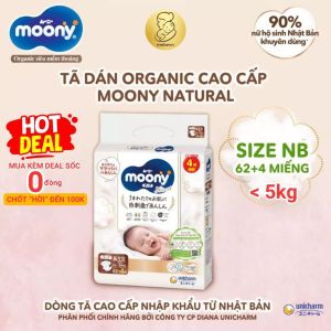[Voucher 10% toàn gian] Bỉm moony trắng bỉm moony natural chính hãng Dán/Quần đủ size NB62/S58/M46/L36/XL32