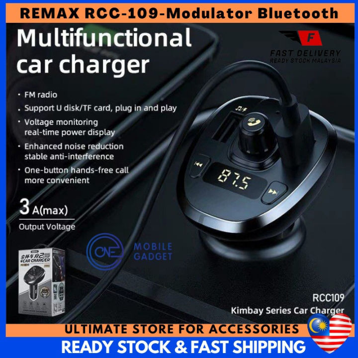 ORIGINAL Remax RCC-109 FM Transmitter Handsfree Modulator Bluetooth 3.0 ...