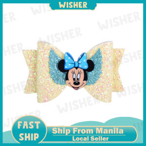 3.3in Cute Cartoon Princess Bow Hair Clip for Kids Sweet Glitter Hairpin for Girls Barrettes Headwear Fashion Hair Duckbill Clip