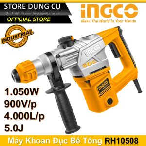 Máy khoan đục 1050W INGCO RH10508 kèm 3 mũi khoan gài 2 mũi đục tốc độ không tải 900 vòng/phút