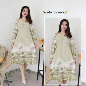 LDO Dress Midi Wanita Lengan Panjang / Dress KOREA Lengan Panjang Wanita Rayon