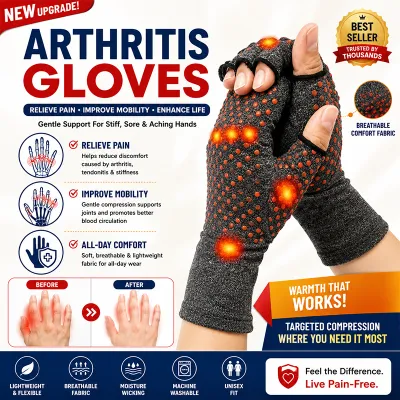 1Pair Compression Arthritis Gloves with StrapFingerless Glove Hand Wrist Support for Carpal TunnelArthritisTendonitis Fingers Pain Relief Mittens