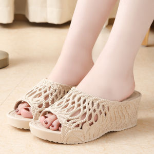 [Free Shipping] Thick-Soled Height-Increasing Slippers For Women New Summer Indoor Fashion Wedge Sandals High-Heeled Non-Slip Breathable Casual For Outdoor Wear