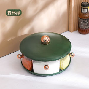 Seasoning Jar Rotating Seasoning Box Five-grid Storage Box Moisture-proof Set Kichen Supplise Seasoning Organizer Accessories