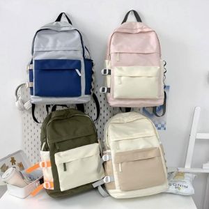 เกาหลีใต้กระเป๋าเป้สะพายหลังสีทึบ กันน้ำ ความจุสูง เรียบง่ายกระเป๋าเป้เข้าคลาส bag