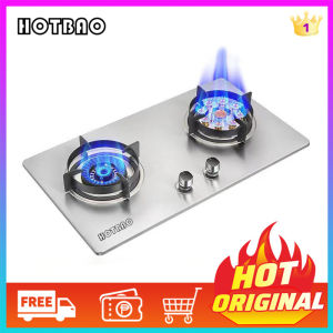 Gas Stove Recessed LPG Stainless Steel Large Gas Stove Dual Cooktop Free 1.5m Hose and Battery