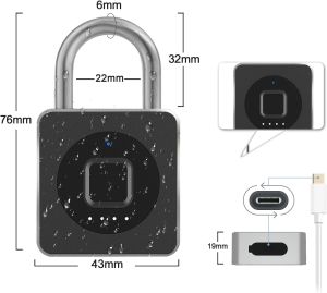 Gembok Sidik Jari Kunci Sidik Jari Pintar Gembok Pemindaian Sidik Jari Gembok Pintar Gembok Kecil Pengisian Daya USB