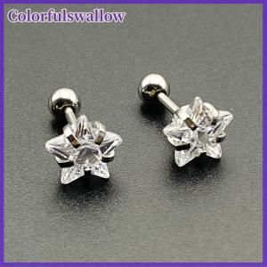 Colorfulswallow 316L thép không gỉ Helix Sao Bông tai phụ nữ 1PC xu hướng Zircon Thùy rook sụn tai trang sức phụ kiện cơ thể