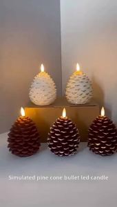 xpkQ Simulation Pine Cone Christmas LED Candle Lights Paraffin Wax Electric Pine Cone Lights Convenient Versatile Lights Fake Candles N7Y3P