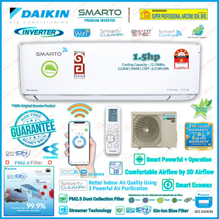 Save4 0 Daikin Smarto Premium Inverter Aircond Ftkh35b V1mf And Rku35bv1m