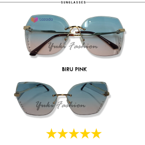 READY STOCK !! Sunglasses Kacamata Hitam Kotak Besar Wanita No Bingkai Women Sunglasses Titanium New Arrival Import Kacamata Fashion Oversize Rimless Korean Style Kacamata Gaya Lensa Normal Gradasi Elegant