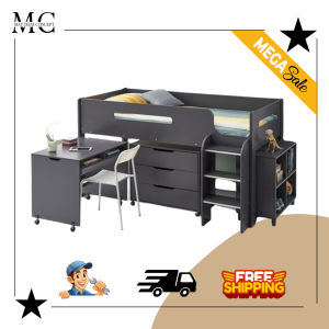 🔥 SALE 【LOCAL SELLER】 4 IN 1 LOFT BED Single Loft Bed Set + Writing Table + Drawer + Bookshelf