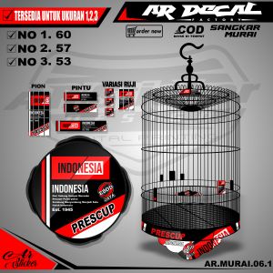 Stiker Dekal Sangkar Burung Murai Batu - Stiker Kandang Bulat Murai Batu Stiker Kandang Murai AR 002