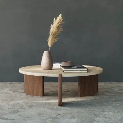 Nordic Coffee Table Natural round Cave Stone Tea Table Small Modern Minimalist Bed & Breakfast Marble Living Room Home