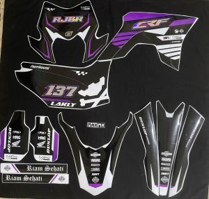decal crf full body hitam list ungu keren cutting hologram