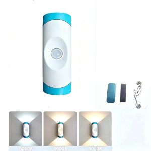 ASDOME Rechargeable Human Body Sensor Wall Lamp Intelligent Tri color/RGB Smart Night Light Atmosphere Light Dual Head Motion Sensor Night Light Hallway