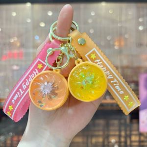 SWEET LED Flashing Steamed Bun Key Chain 3D Glowing Flashing Baozi Key Ring Bag Pendant Cute Style Squeeze Toy Schoolbag Charm