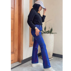 Celana Jeans Wanita Cutbray Cargo Korean Style