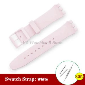 Thạch cao su silicon Dây đồng hồ không thấm nước 16mm 17mm 19mm 20mm Vòng tay thể thao cho đồng hồ swatch Dây đeo thay thế phụ kiện