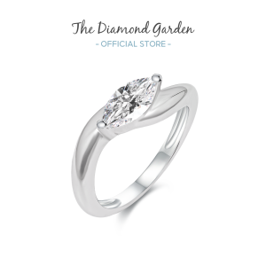 TDG 10K White Gold Lab-Grown Marquise Diamond Solitaire Ring