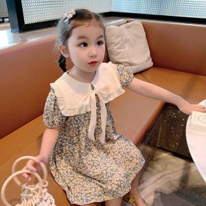 Girls Floral Dress Ruffled Collar Chiffon Dresses Summer Thin Baby Dress For Kids Dress Baby Girl