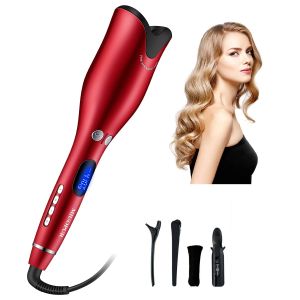 Automatic Hair Curling Iron with Ceramic Ionic Barrel Auto Rotating Curling Wand with Temperature Display Auto Curly Tool