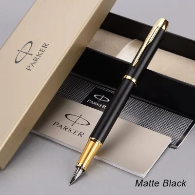 Parker IM Black Gold Trim Fountain Pen Fine with Gift Box (Free carving)