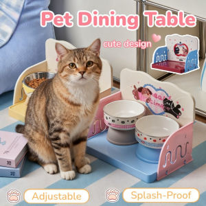 Adjustable Pet Dining Table Cat Dog Bowl Stand High Fence Leak Proof Platform Pet Food Storage Rack