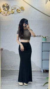Set áo croptop tay ngắn kèm Chân váy đuôi cá Kvy S4 chất cotton mịn dày dặn co giãn thích hợp mặc đi tiệc đi làm đi chơi