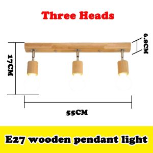 Creative LED Wood Chandelier Three Head Ceiling light Dressing Room Cloakroom Mirror Headlights